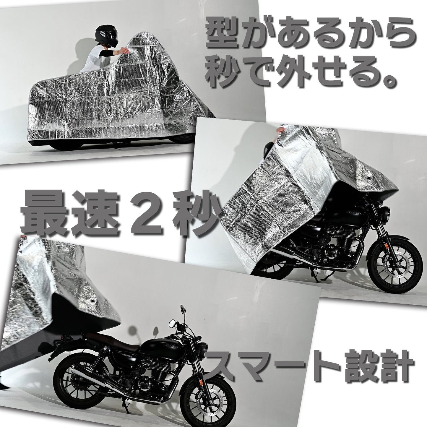 NANAHAN（ナナハン）バイクカバー 【耐水 耐衝撃 超特化型】防水 超厚手5mm 脱着2秒 ニュータイプ 国内メーカー